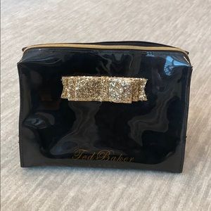 Ted Baker London Black Cosmetic Bag Gold Bow